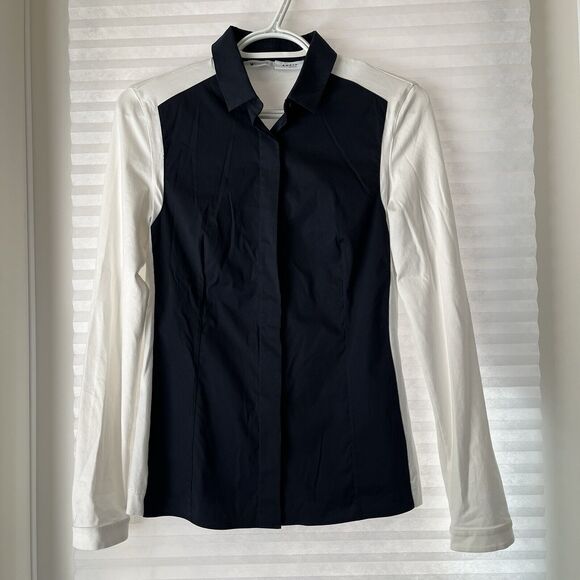 Akris Punto Exclusive for Saks Fifth Avenue Shirt color block navy-white, size 4 - Picture 1 of 8